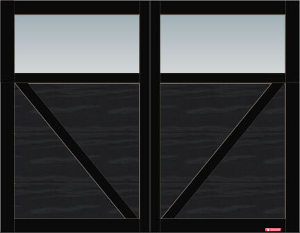Princeton P-23, 9’ x 7’, porte et moulures Noir, fenêtres Panoramique avec verre Clair