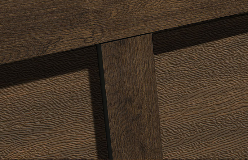 Zoom of Craftsman style garage door Chocolate Walnut Faux Wood with overlays