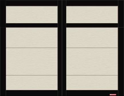 Garaga garage door model Eastman E-11 Desert Sand color and Black moldings