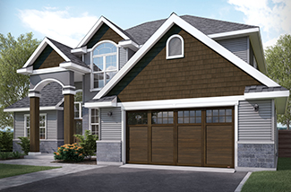 Princeton P-11, 16' x 8', Chocolate Walnut Faux Wood doors and overlays, 8 lite Panoramic windows with Clear glass