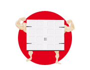 North Hatley Ice White garage door icon with muscular arms and legs