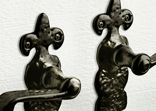Decorative hardware, country style handles.