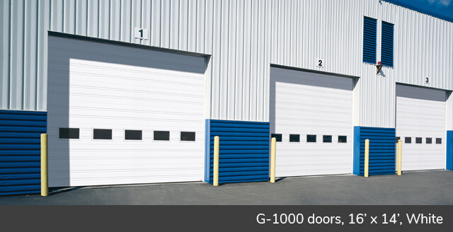 G-1000 doors, 16' x 14', White, Standard windows