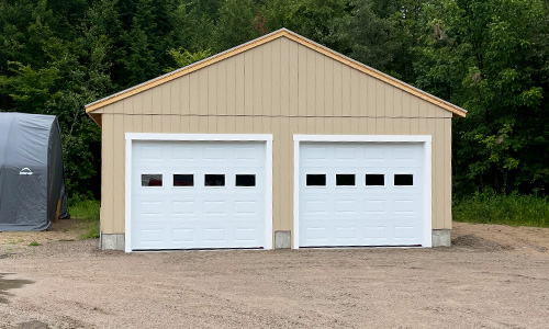 Acadia 138 Classic CC garage door, 10' x 8', Ice White, Clear windows