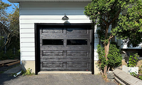 Standard+ Classic XL garage door, 8' x 7', Black, Clear windows