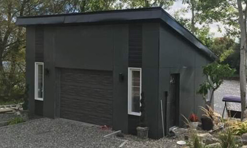 Standard+ Vog garage door, 10' x 7', Iron Ore Walnut