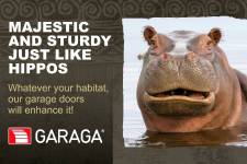 Garaga Poster at the Granby Zoo: Majestic and Sturdy just Like Hippos! Whatever your habitat, our garage doors will enhance it!