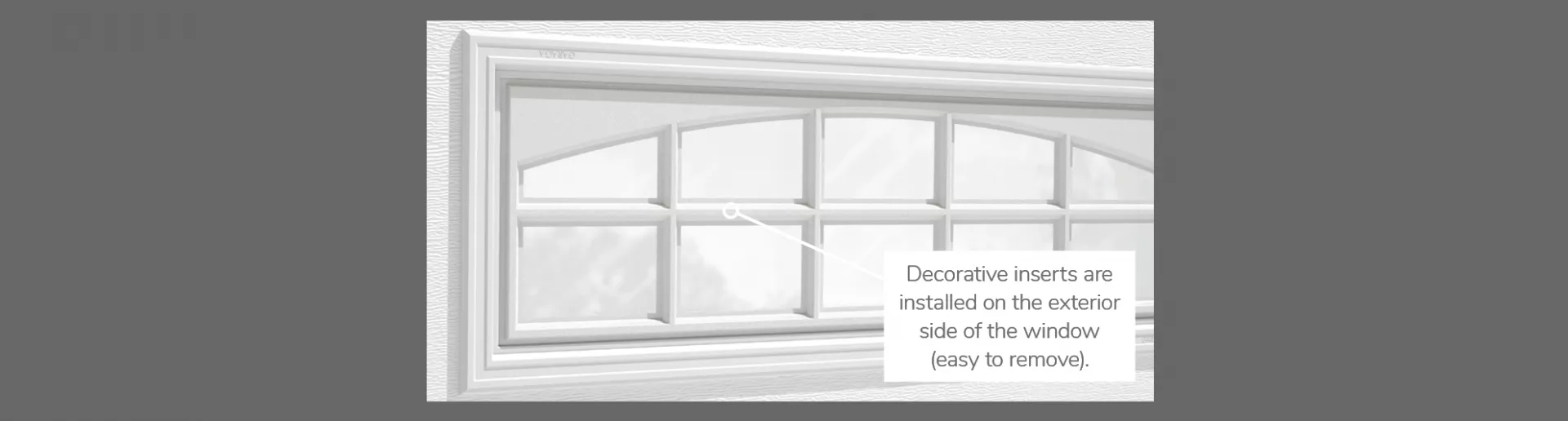 Cascade Decorative Insert, 40" x 13", 21" x 13", 41" x 16" or 20" x 13", available for door R-16, R-12, 3 layers - Polystyrene, 2 layers - Polystyrene and Non-insulated