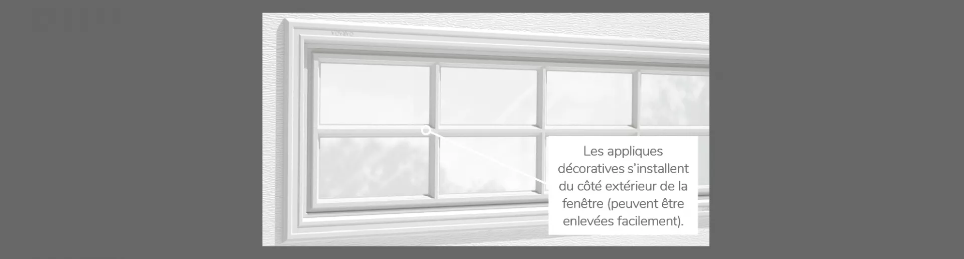 Applique Stockton, 40" x 13", 21" x 13", 41" x 16" or 20" x 13",disponible pour les portes R-16 et 2 parois, Polystyrène