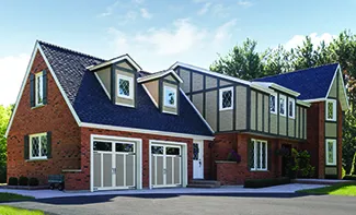 Eastman E-12, 8' x 7', Claystone doors and Ice White overlays, Panoramic Clear