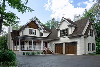 Princeton P-31, 9’ x 8', Chocolate Walnut Faux Wood doors and overlays, 4 lites Panoramic windows with Clear glass