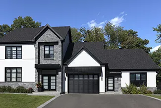 Princeton P-31, 12’ x 8', Black door and overlays, Panoramic windows with White Sanblasted glass