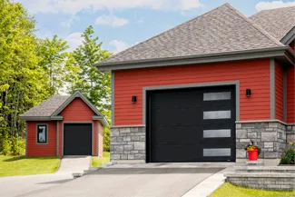 Moderno 2 beads, 6’ x 7’ and 10’ x 8’, Black, window layout: Right-side Harmony with Masterline glass