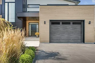 Standard+ Vog, 12’ x 8’, Weathered Grey Faux Wood, Black Satin windows / Coordinated with Vog entry door