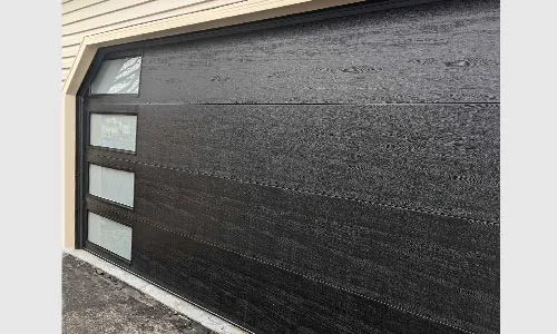 Porte de garage Vantage Uni, 16' x 7', Noir, fenêtres satin
