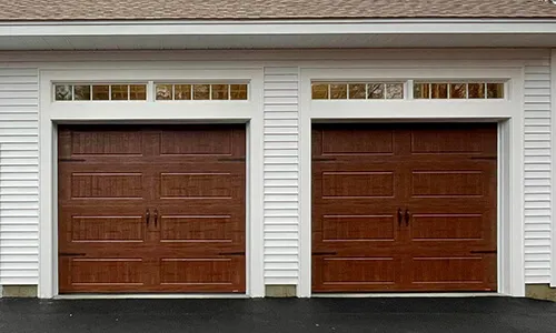 Standard+ North Hatley LP garage doors, 9' x 8', American Walnut Faux Wood