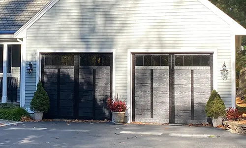 Eastman E-12 garage door, 9' x 8', Black, Orion Panoramic 4 vertical lite