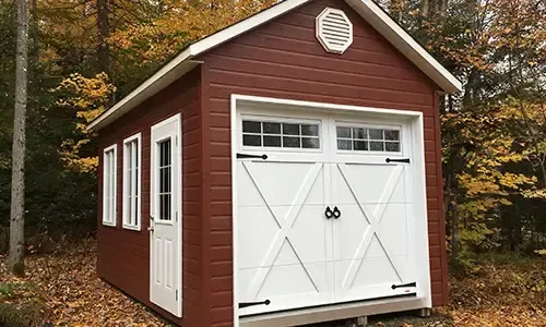 Eastman E-21 garage door, Ice White door and overlays, 8' x 7', 8 lite Orion windows